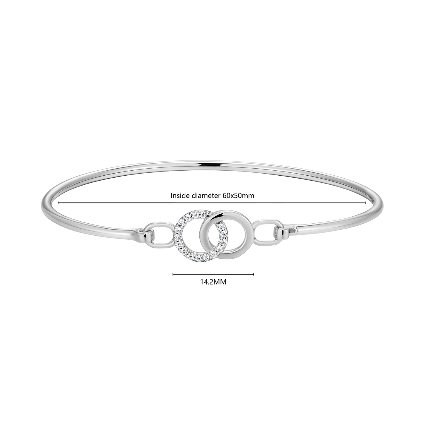 Twin Circle Lab-Created Diamond Flex Bangle in Rhodium-Plated Sterling Silver | M by Monte Luna