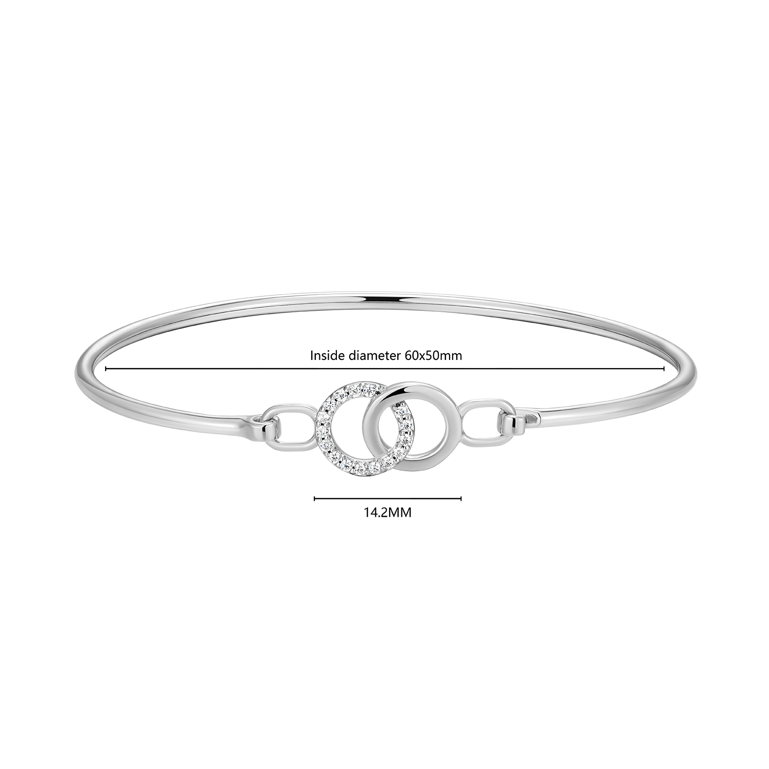 Twin Circle Lab-Created Diamond Flex Bangle in Rhodium-Plated Sterling Silver | M by Monte Luna