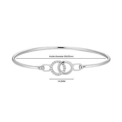 Twin Circle Lab-Created Diamond Flex Bangle in Rhodium-Plated Sterling Silver | M by Monte Luna