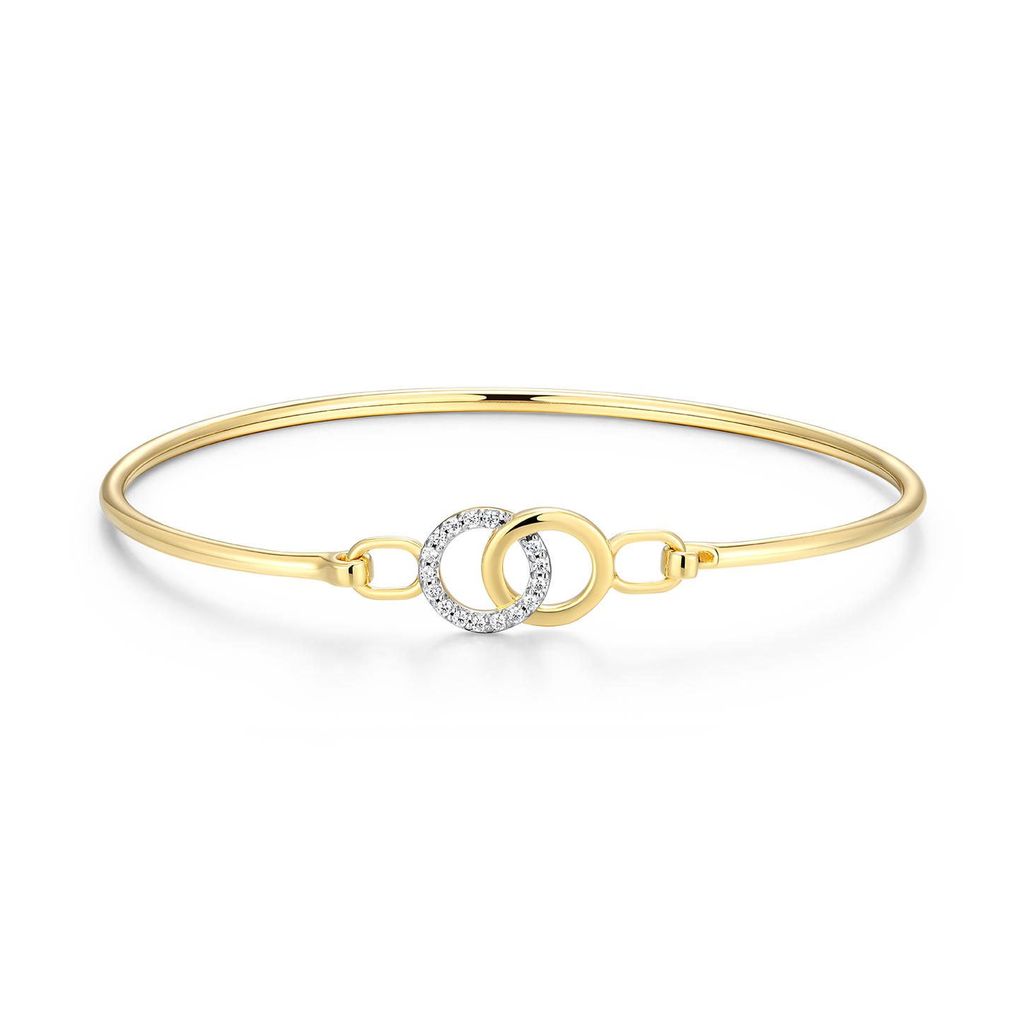 Twin Circle Lab-Created Diamond Flex Bangle in 14K Yellow Gold-Plated Sterling Silver | M by Monte Luna
