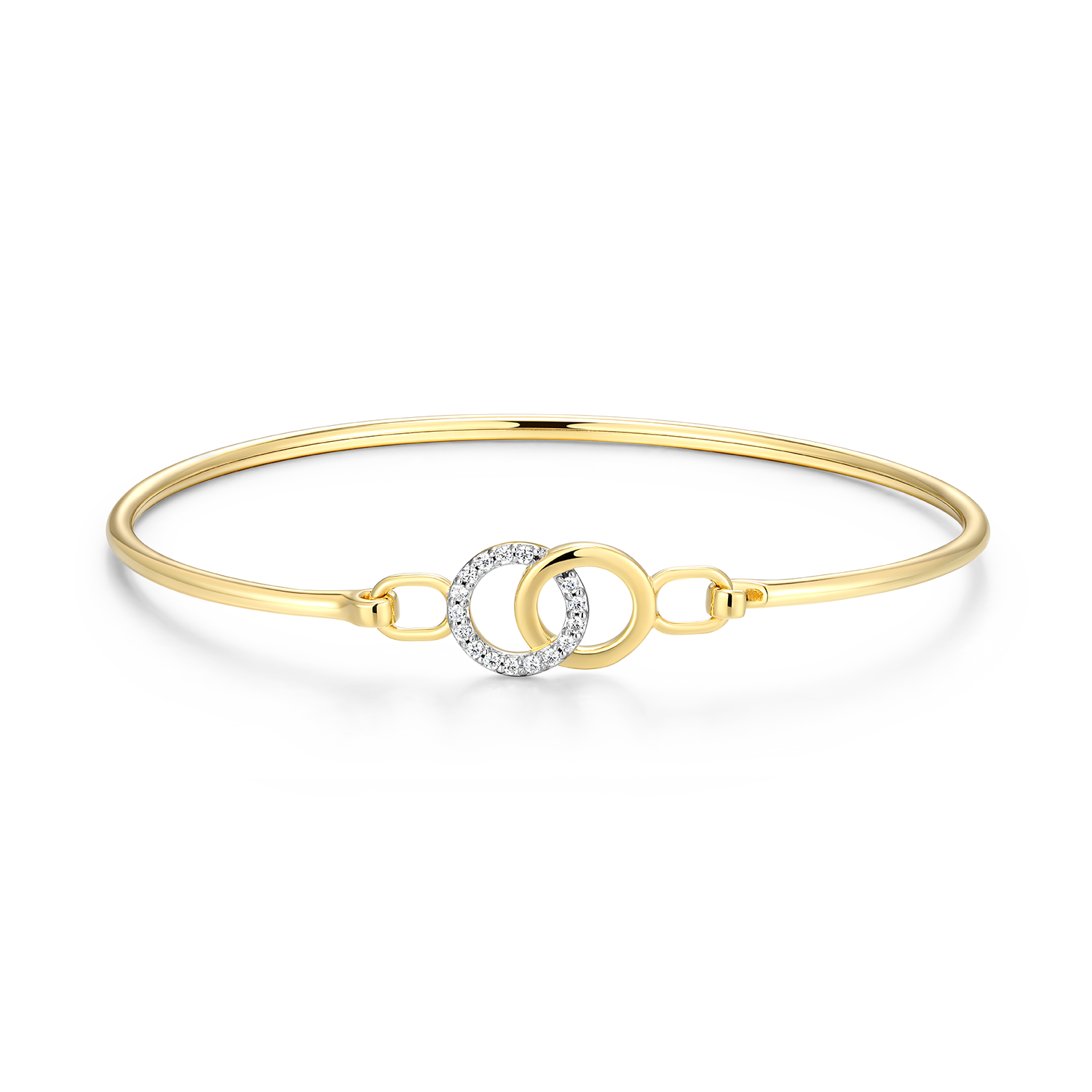 Twin Circle Lab-Created Diamond Flex Bangle in 14K Yellow Gold-Plated Sterling Silver | M by Monte Luna
