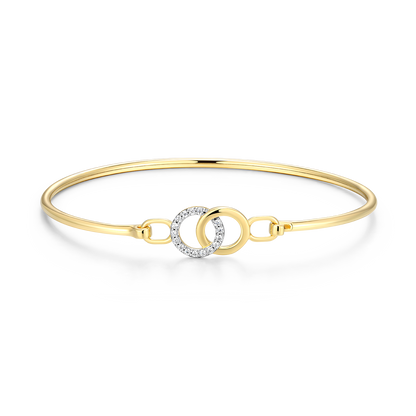 Twin Circle Lab-Created Diamond Flex Bangle in 14K Yellow Gold-Plated Sterling Silver | M by Monte Luna