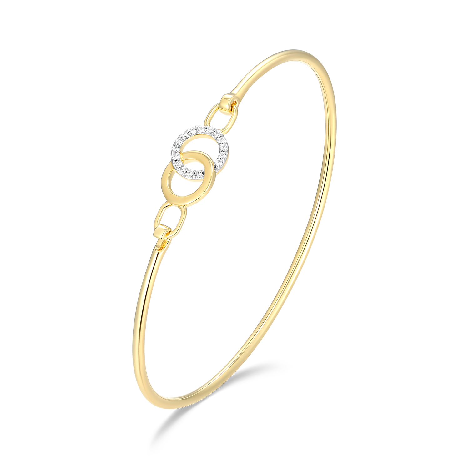 Twin Circle Lab-Created Diamond Flex Bangle in 14K Yellow Gold-Plated Sterling Silver | M by Monte Luna