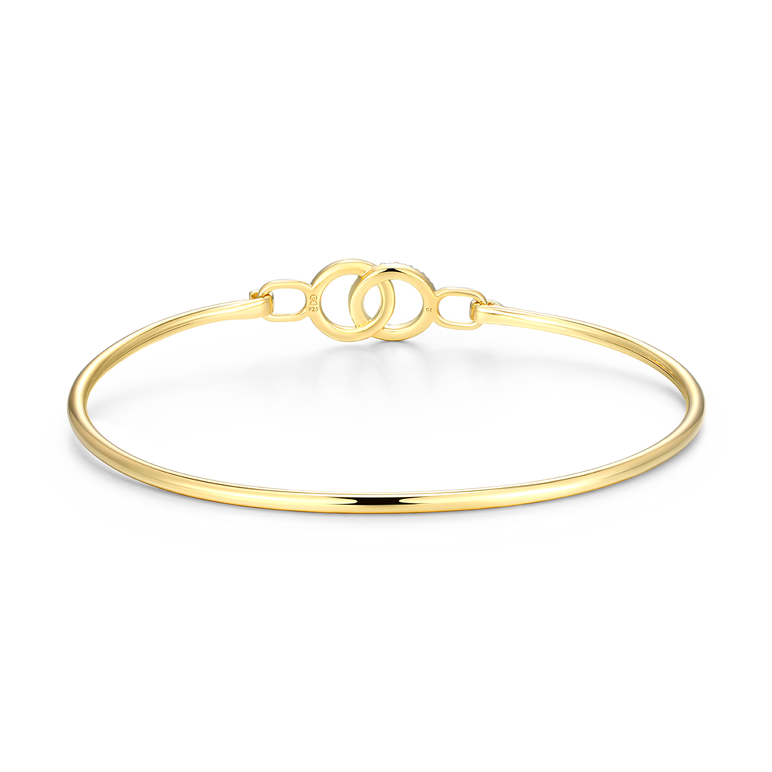 Twin Circle Lab-Created Diamond Flex Bangle in 14K Yellow Gold-Plated Sterling Silver | M by Monte Luna