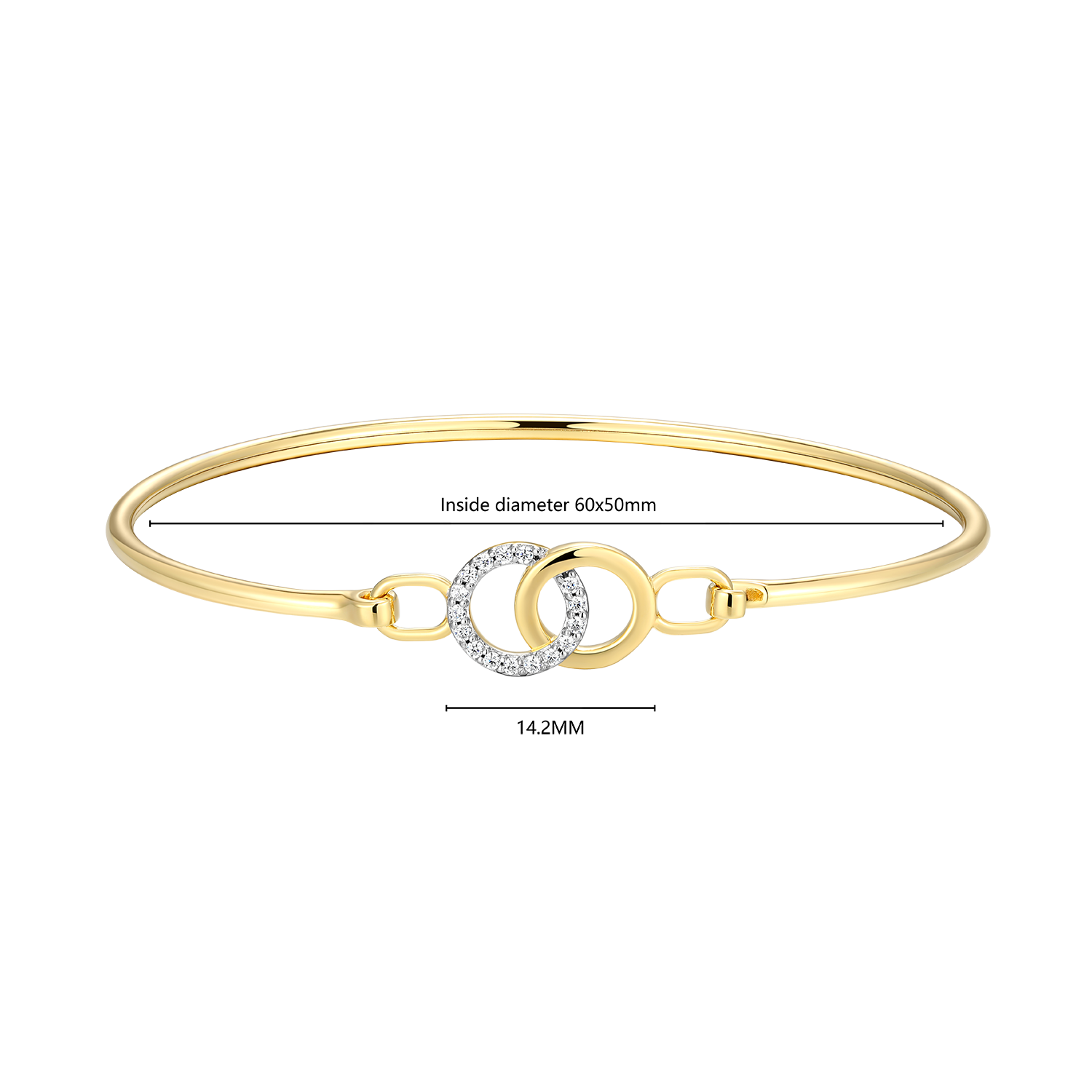 Twin Circle Lab-Created Diamond Flex Bangle in 14K Yellow Gold-Plated Sterling Silver | M by Monte Luna