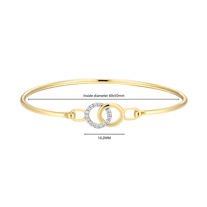 Twin Circle Lab-Created Diamond Flex Bangle in 14K Yellow Gold-Plated Sterling Silver | M by Monte Luna