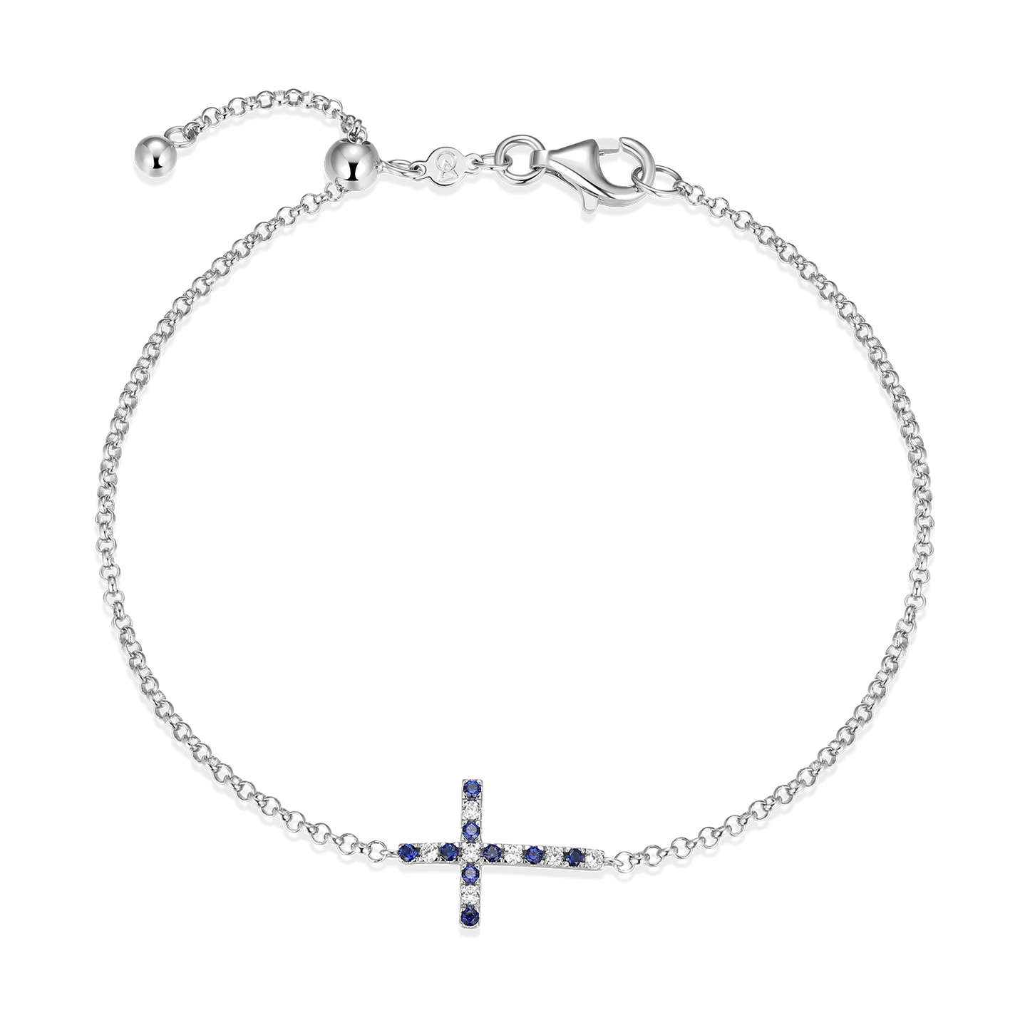 Cross Lab-Created Sapphire & Diamond Bolo Bracelet in Rhodium-Plated Sterling Silver | M by Monte Luna