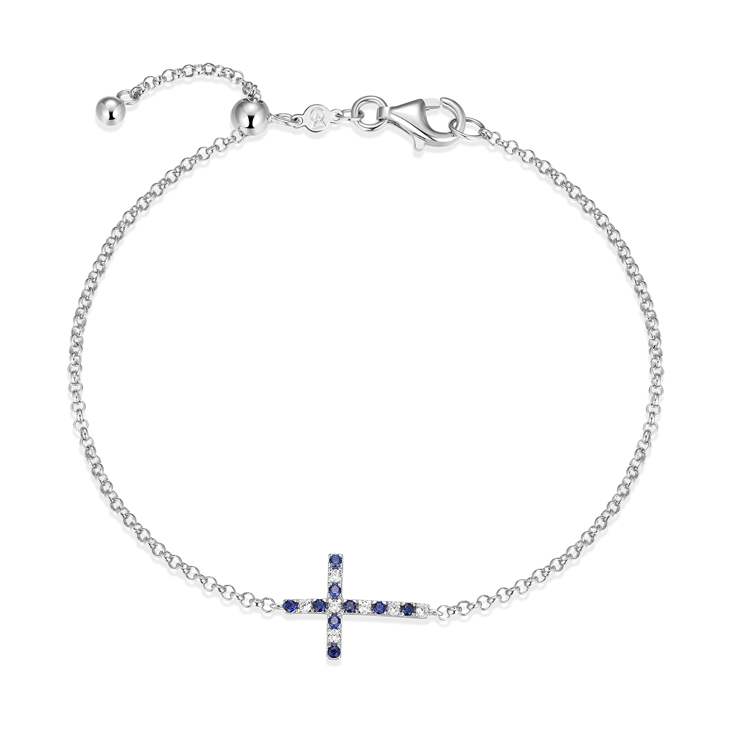 Cross Lab-Created Sapphire & Diamond Bolo Bracelet in Rhodium-Plated Sterling Silver | M by Monte Luna