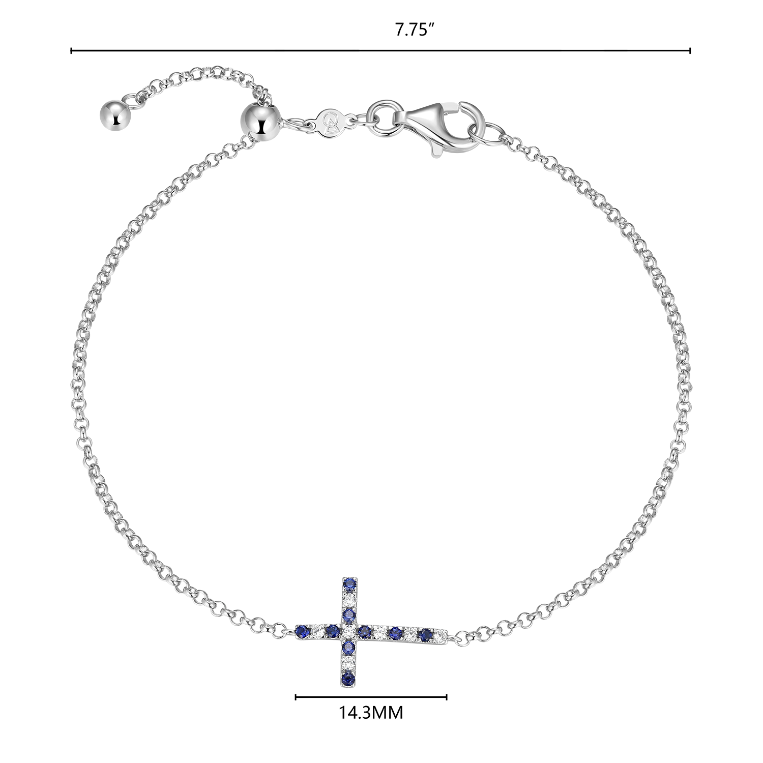Cross Lab-Created Sapphire & Diamond Bolo Bracelet in Rhodium-Plated Sterling Silver | M by Monte Luna