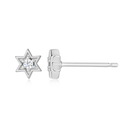 Star of David Lab-Created Diamond Stud Earrings in Rhodium-Plated Sterling Silver | M by Monte Luna