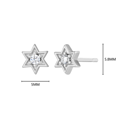 Star of David Lab-Created Diamond Stud Earrings in Rhodium-Plated Sterling Silver | M by Monte Luna