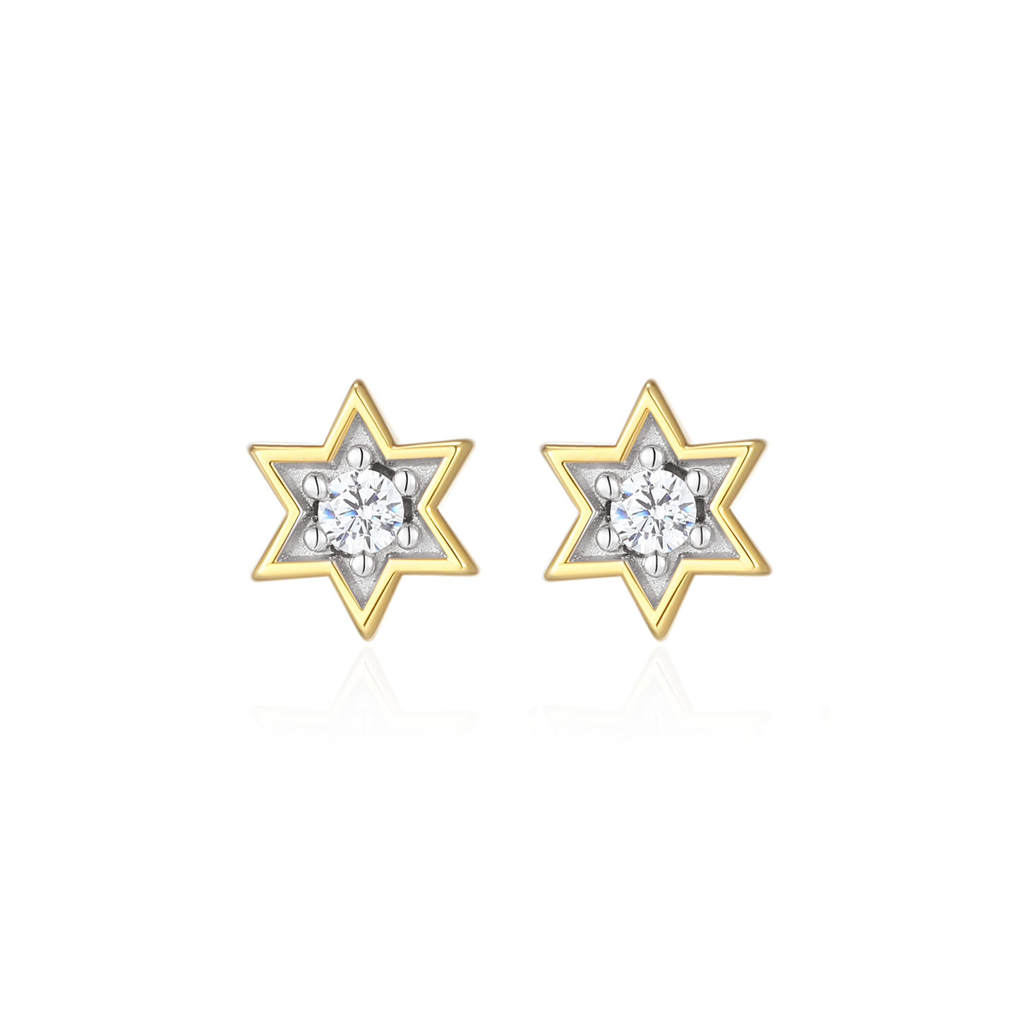 Star of David Lab-Created Diamond Stud Earrings in 14K Yellow Gold-Plated Sterling Silver | M by Monte Luna