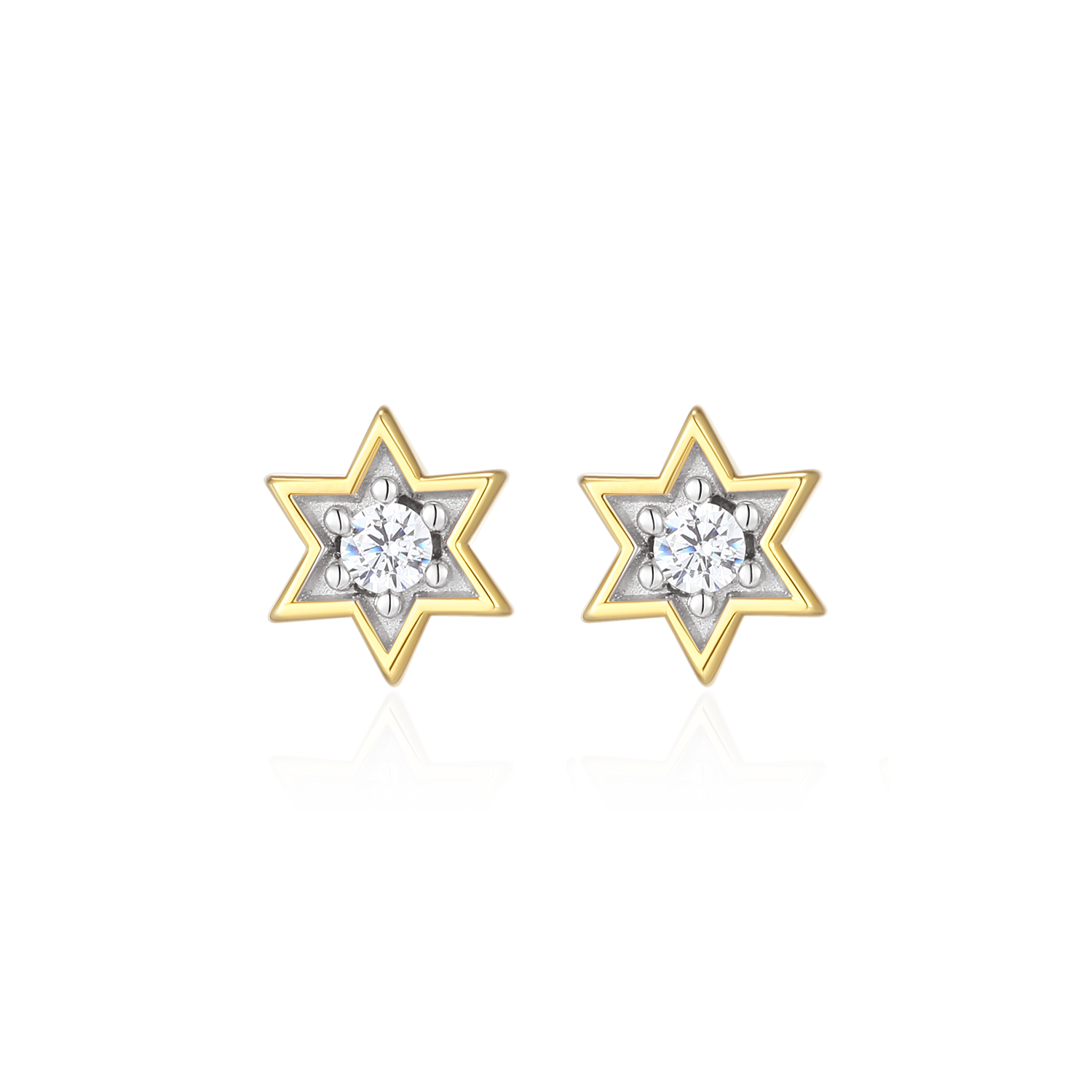 Star of David Lab-Created Diamond Stud Earrings in 14K Yellow Gold-Plated Sterling Silver | M by Monte Luna