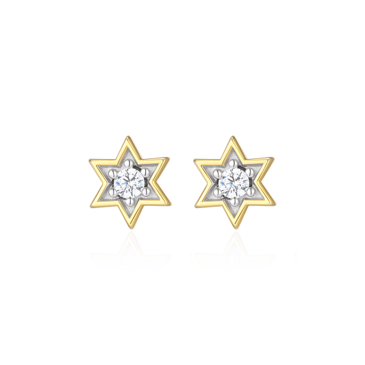 Star of David Lab-Created Diamond Stud Earrings in 14K Yellow Gold-Plated Sterling Silver | M by Monte Luna