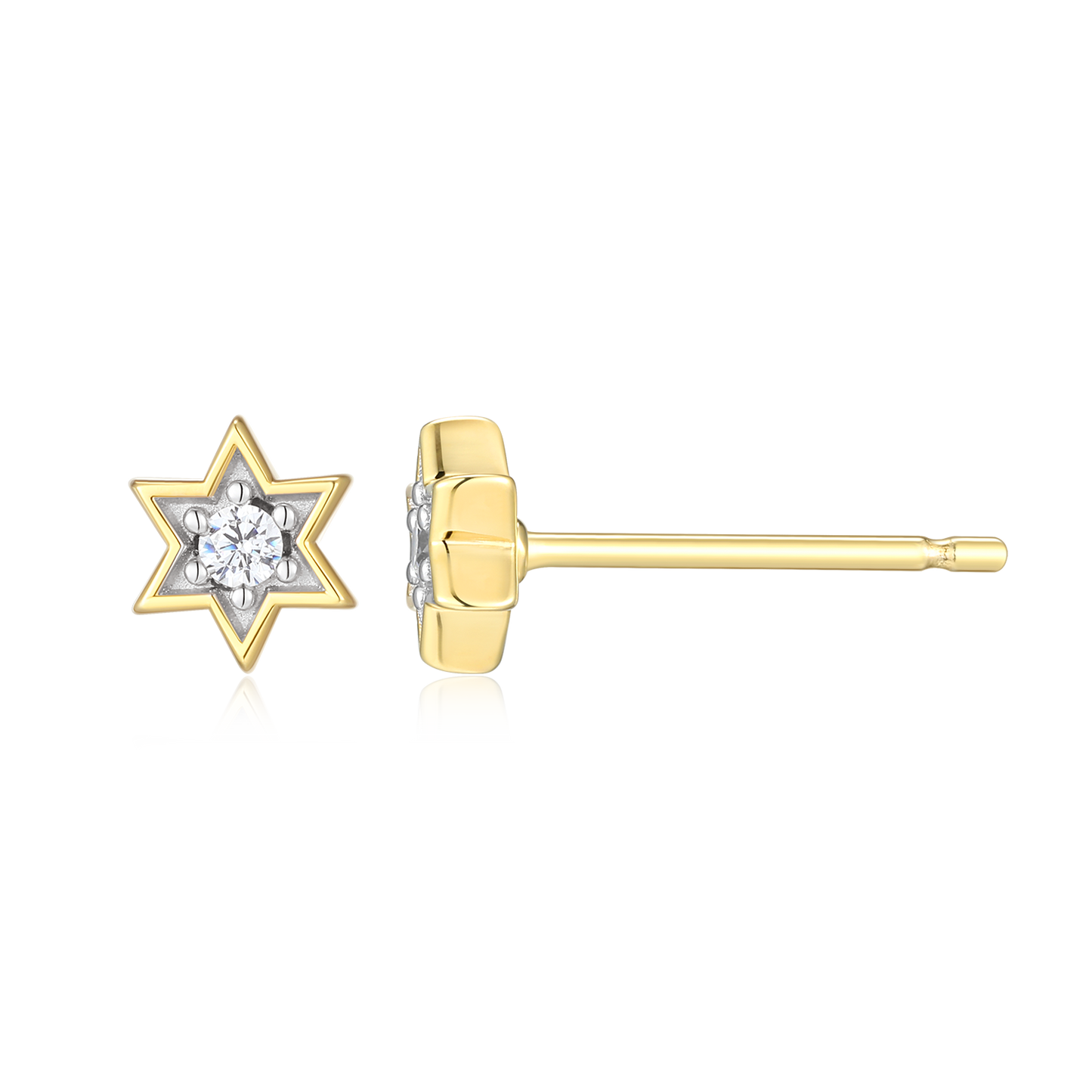 Star of David Lab-Created Diamond Stud Earrings in 14K Yellow Gold-Plated Sterling Silver | M by Monte Luna