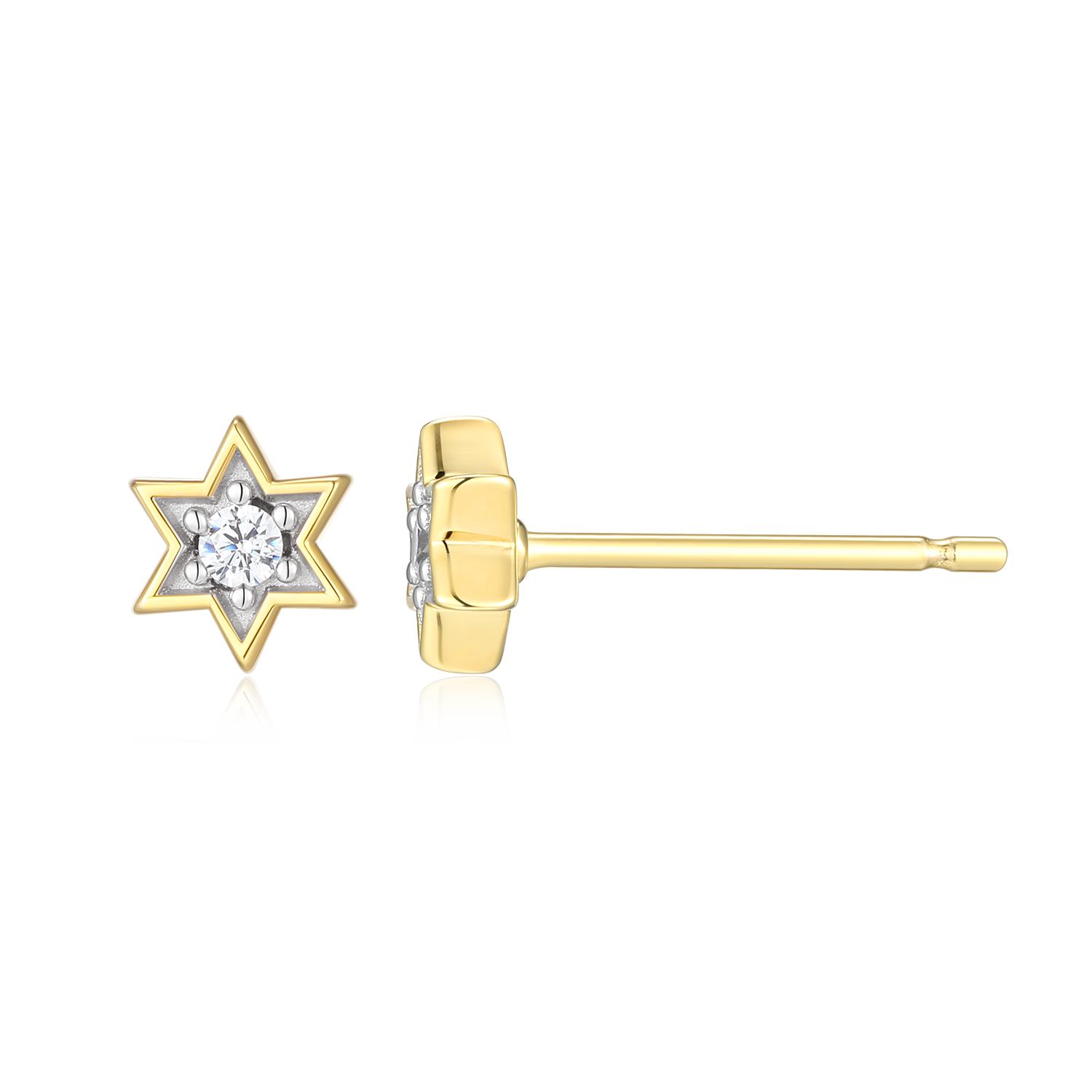 Star of David Lab-Created Diamond Stud Earrings in 14K Yellow Gold-Plated Sterling Silver | M by Monte Luna