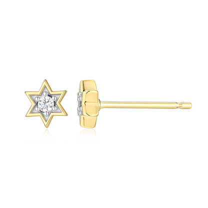 Star of David Lab-Created Diamond Stud Earrings in 14K Yellow Gold-Plated Sterling Silver | M by Monte Luna