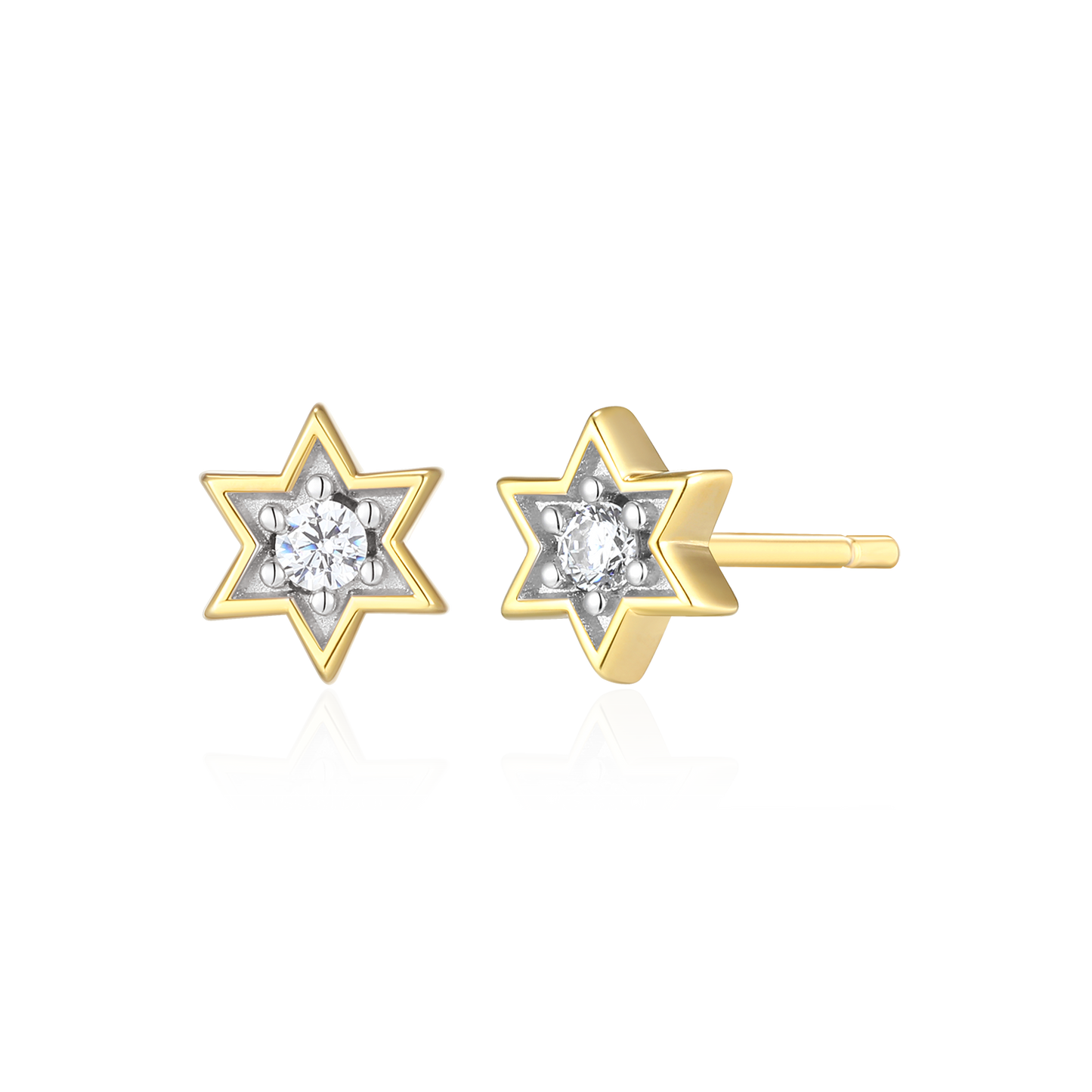 Star of David Lab-Created Diamond Stud Earrings in 14K Yellow Gold-Plated Sterling Silver | M by Monte Luna