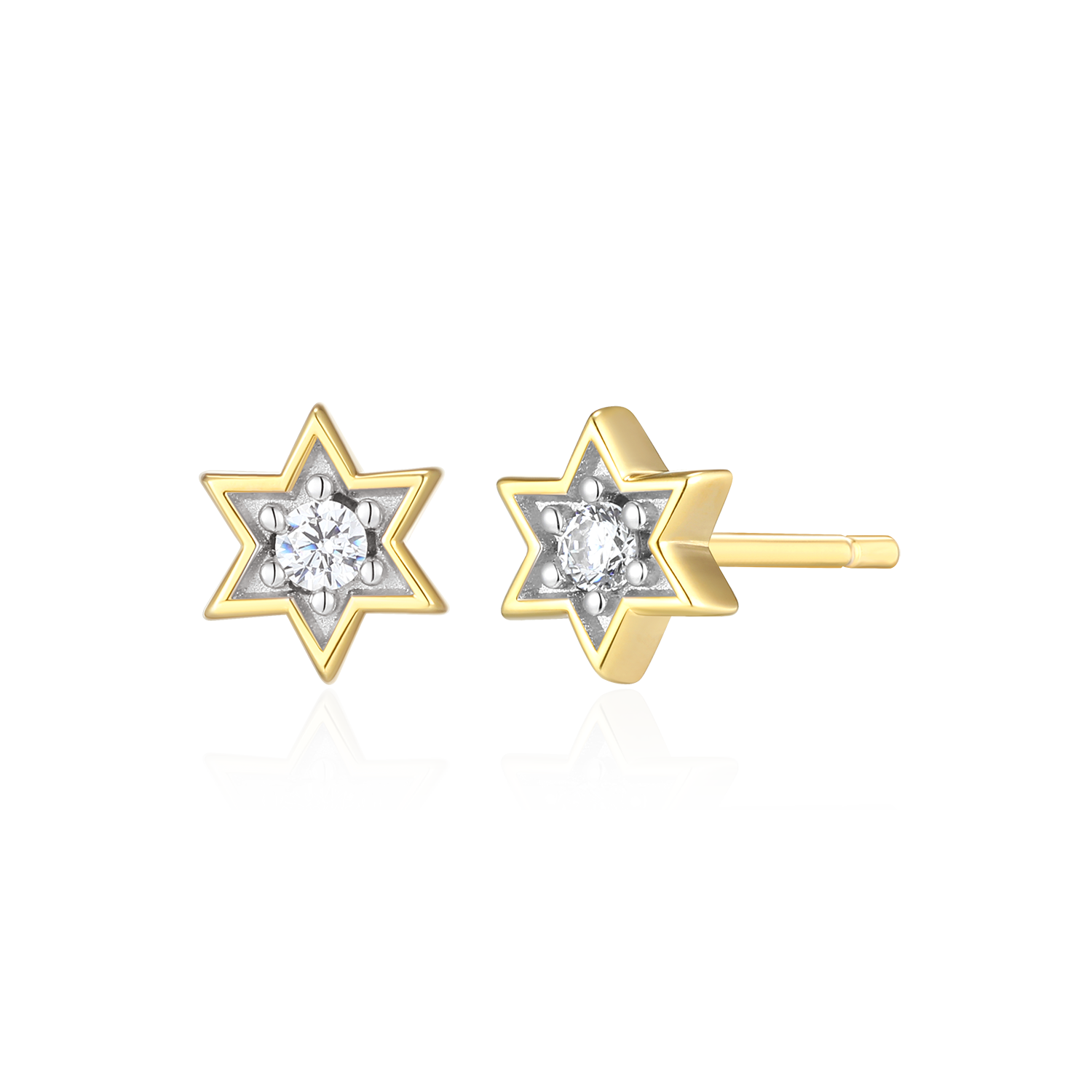 Star of David Lab-Created Diamond Stud Earrings in 14K Yellow Gold-Plated Sterling Silver | M by Monte Luna