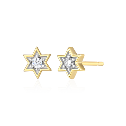 Star of David Lab-Created Diamond Stud Earrings in 14K Yellow Gold-Plated Sterling Silver | M by Monte Luna