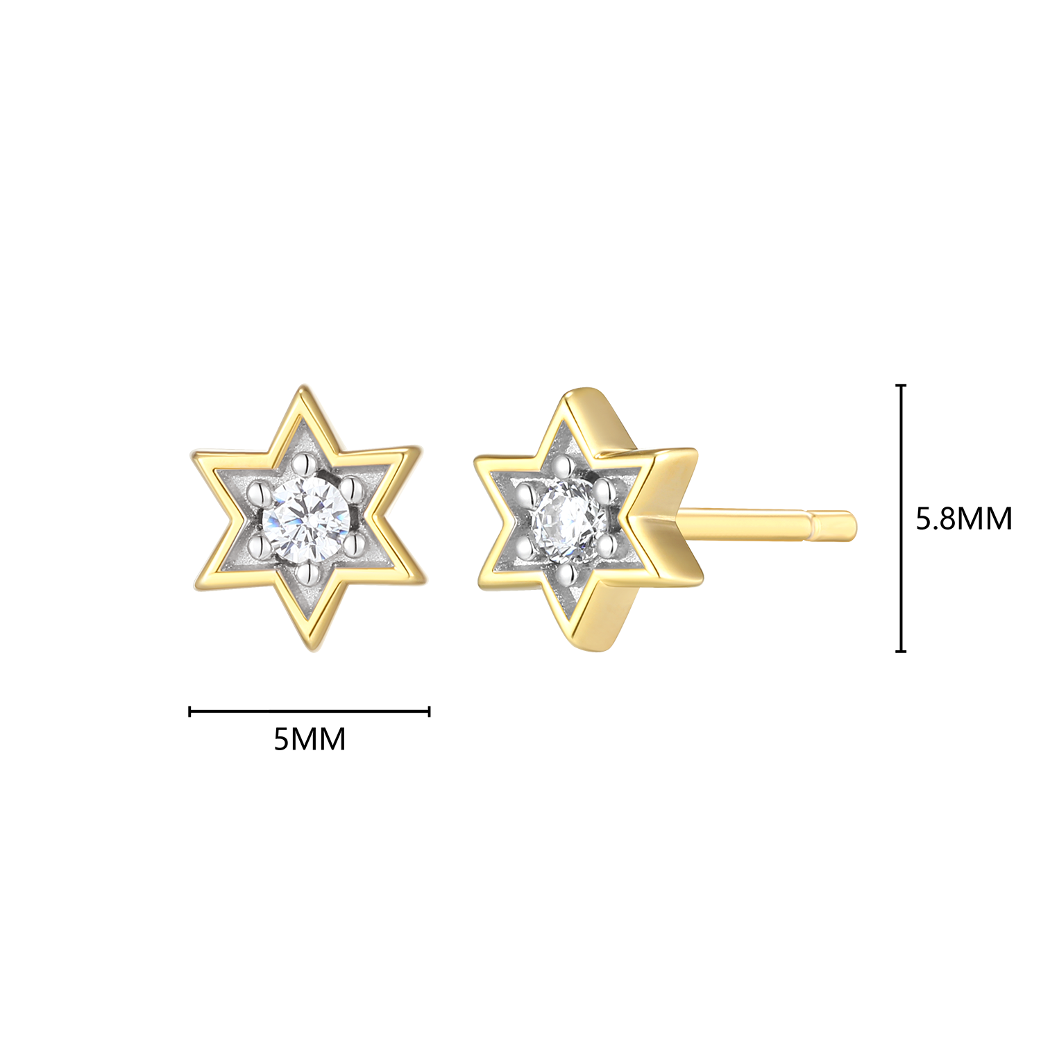 Star of David Lab-Created Diamond Stud Earrings in 14K Yellow Gold-Plated Sterling Silver | M by Monte Luna