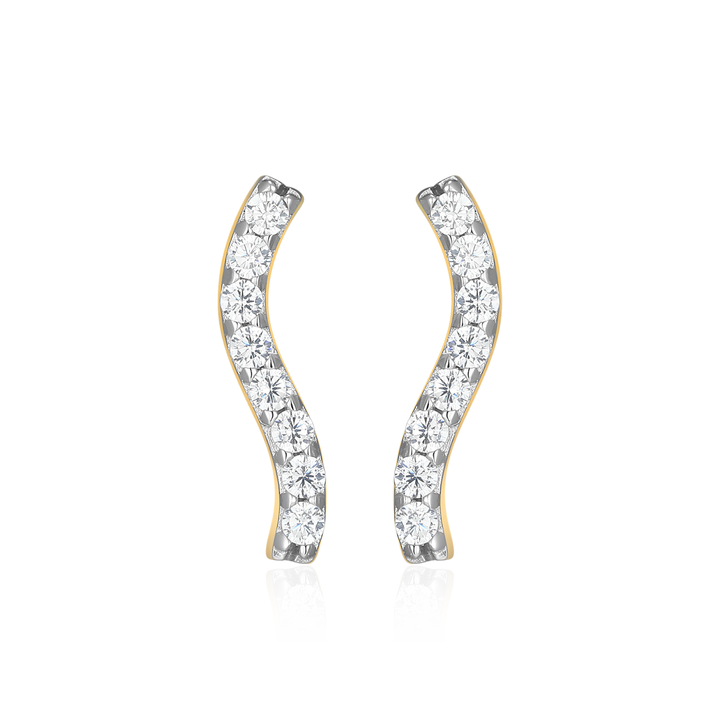 Wavy Bar Lab-Created Diamond Stud Earrings in 14K Yellow Gold-Plated Sterling Silver | M by Monte Luna