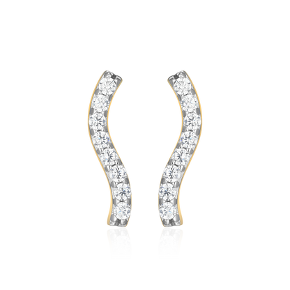 Wavy Bar Lab-Created Diamond Stud Earrings in 14K Yellow Gold-Plated Sterling Silver | M by Monte Luna