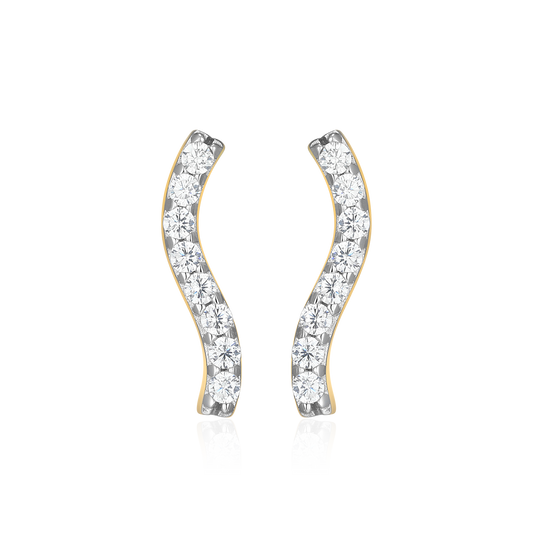 Wavy Bar Lab-Created Diamond Stud Earrings in 14K Yellow Gold-Plated Sterling Silver | M by Monte Luna