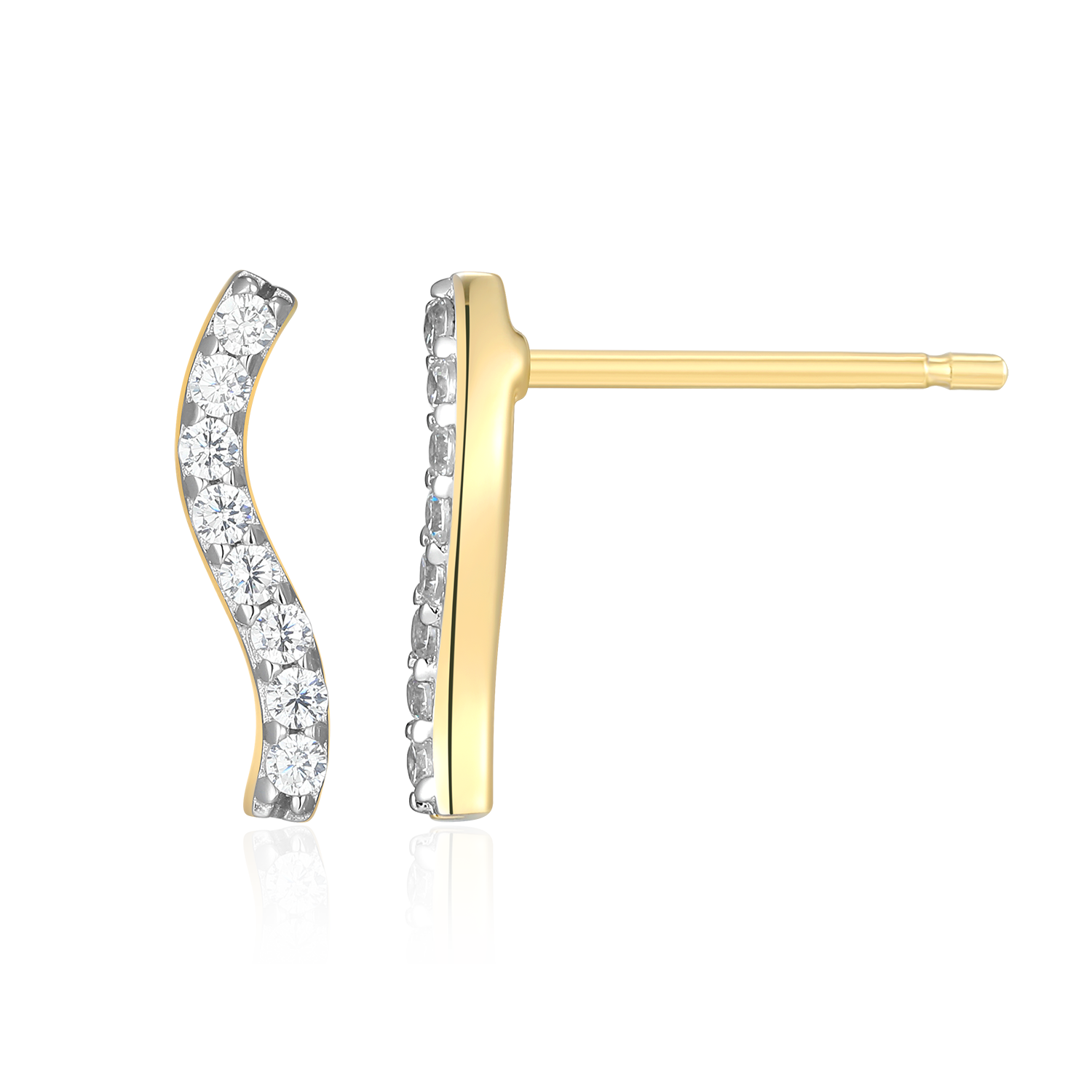 Wavy Bar Lab-Created Diamond Stud Earrings in 14K Yellow Gold-Plated Sterling Silver | M by Monte Luna