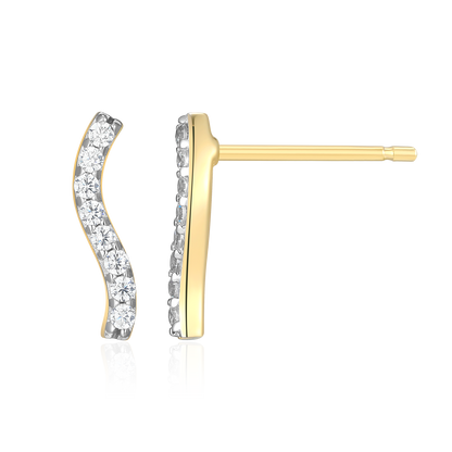 Wavy Bar Lab-Created Diamond Stud Earrings in 14K Yellow Gold-Plated Sterling Silver | M by Monte Luna