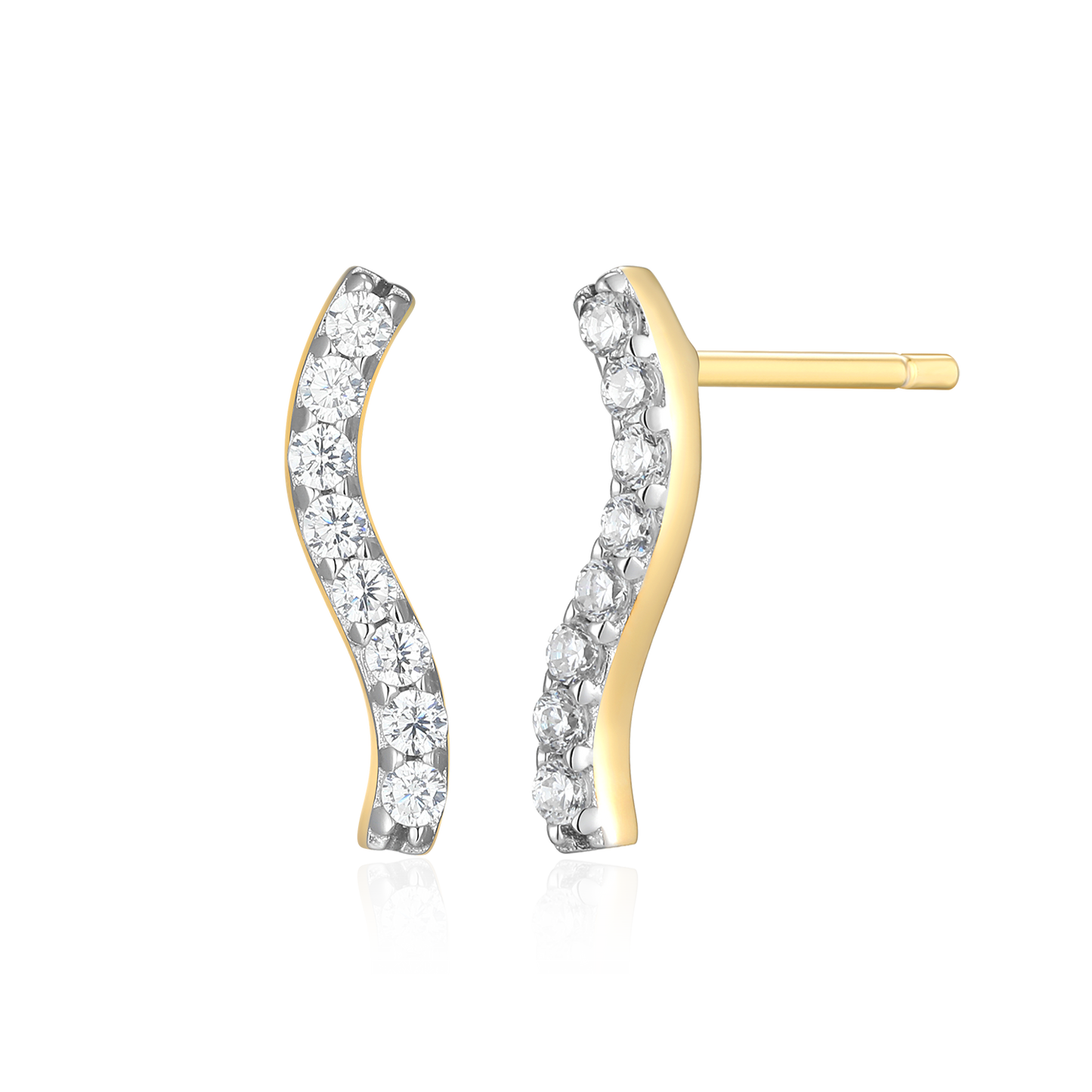 Wavy Bar Lab-Created Diamond Stud Earrings in 14K Yellow Gold-Plated Sterling Silver | M by Monte Luna