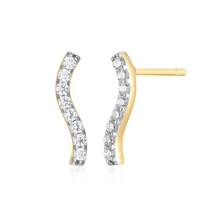Wavy Bar Lab-Created Diamond Stud Earrings in 14K Yellow Gold-Plated Sterling Silver | M by Monte Luna
