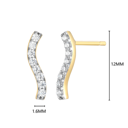 Wavy Bar Lab-Created Diamond Stud Earrings in 14K Yellow Gold-Plated Sterling Silver | M by Monte Luna