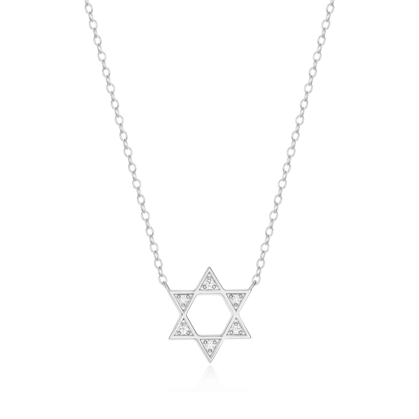 Star of David Lab-Created Diamond Necklace in Rhodium-Plated Sterling Silver | M by Monte Luna