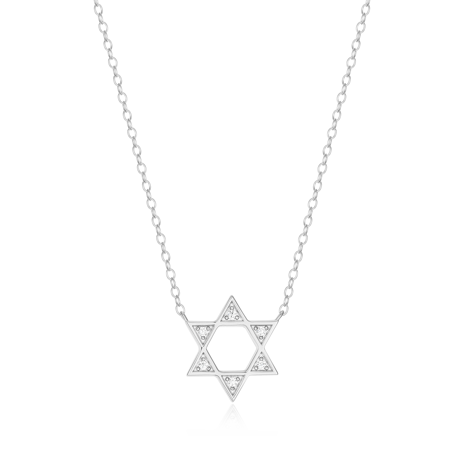 Star of David Lab-Created Diamond Necklace in Rhodium-Plated Sterling Silver | M by Monte Luna