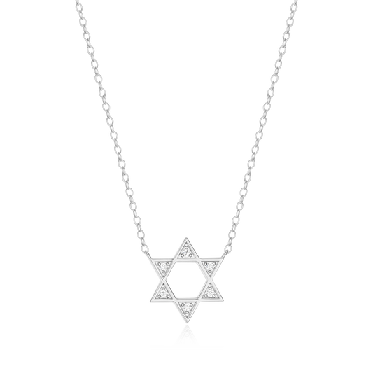 Star of David Lab-Created Diamond Necklace in Rhodium-Plated Sterling Silver | M by Monte Luna