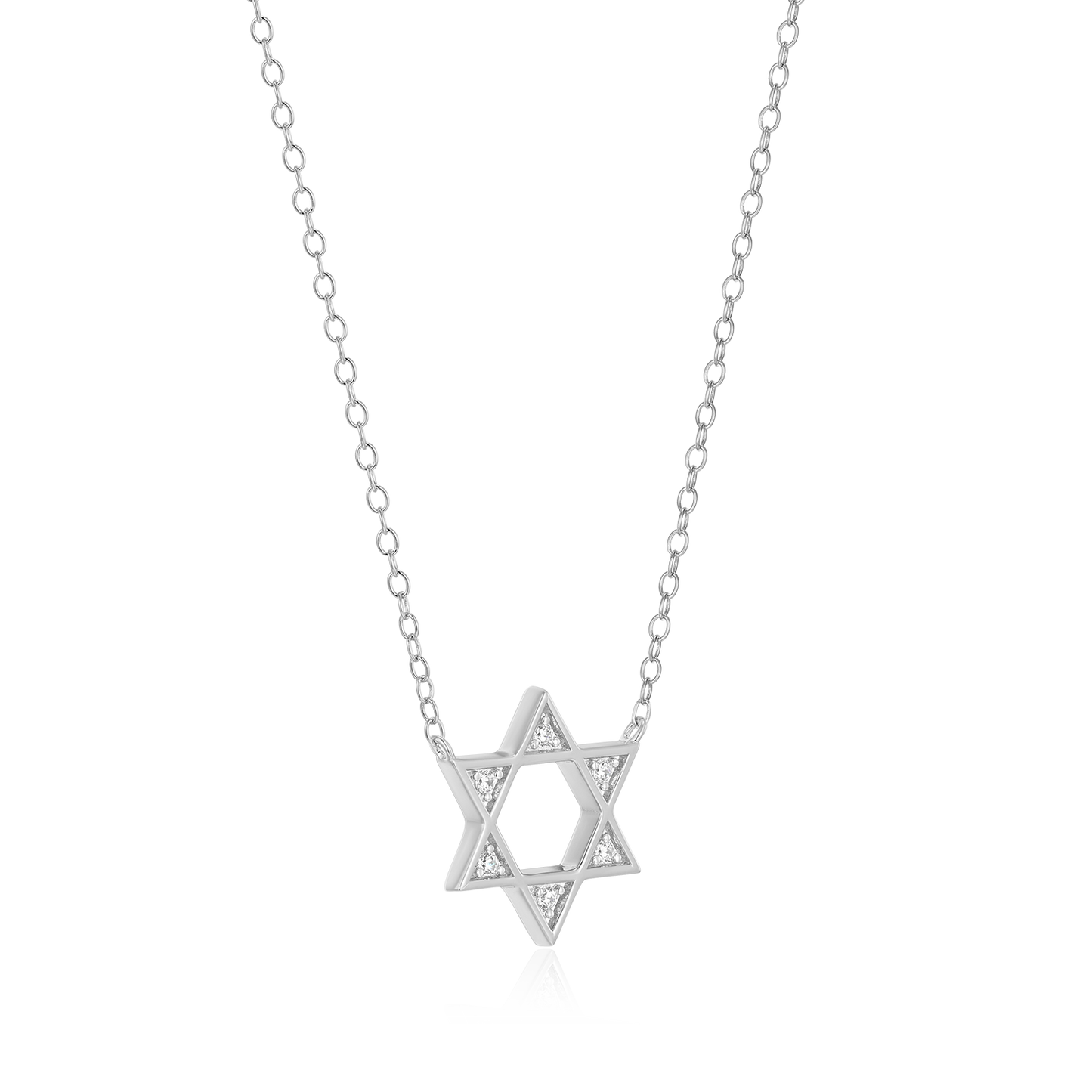 Star of David Lab-Created Diamond Necklace in Rhodium-Plated Sterling Silver | M by Monte Luna