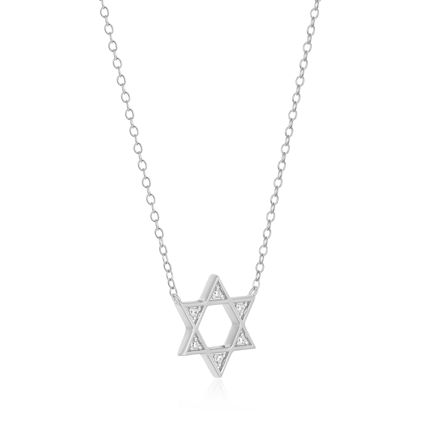 Star of David Lab-Created Diamond Necklace in Rhodium-Plated Sterling Silver | M by Monte Luna