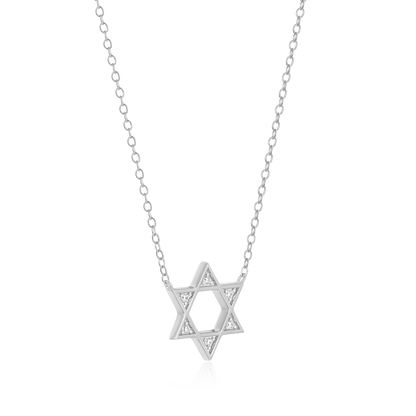 Star of David Lab-Created Diamond Necklace in Rhodium-Plated Sterling Silver | M by Monte Luna