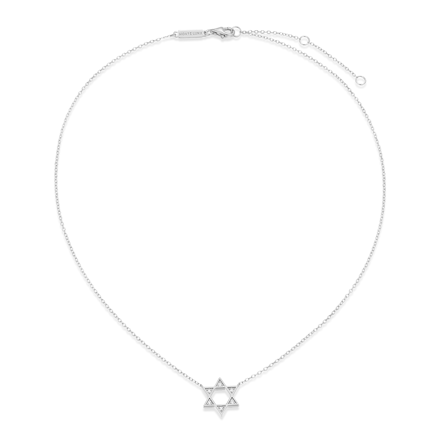 Star of David Lab-Created Diamond Necklace in Rhodium-Plated Sterling Silver | M by Monte Luna