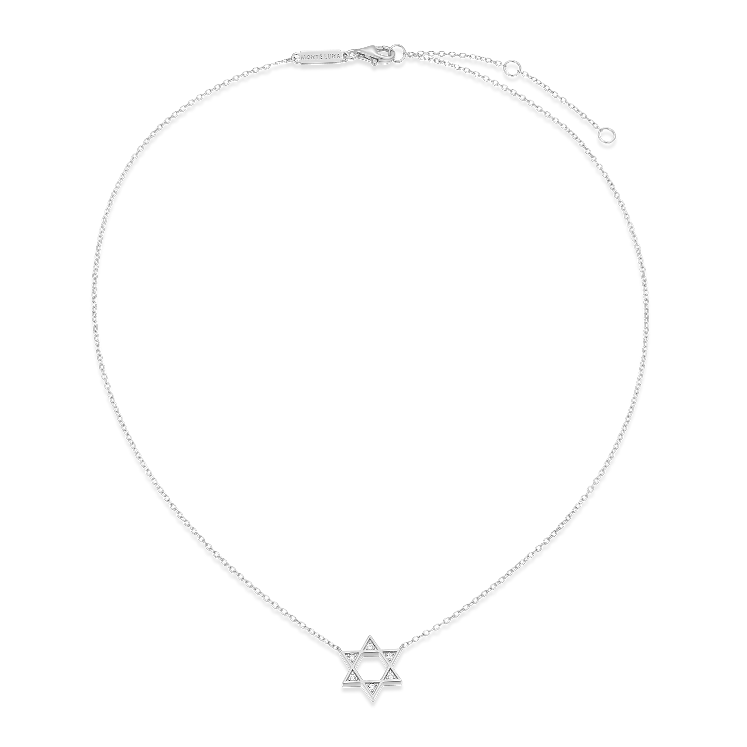 Star of David Lab-Created Diamond Necklace in Rhodium-Plated Sterling Silver | M by Monte Luna
