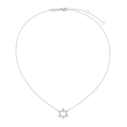 Star of David Lab-Created Diamond Necklace in Rhodium-Plated Sterling Silver | M by Monte Luna