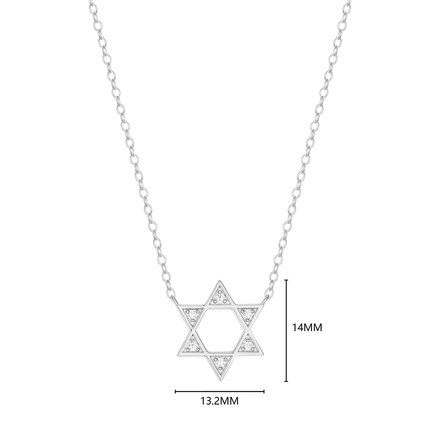 Star of David Lab-Created Diamond Necklace in Rhodium-Plated Sterling Silver | M by Monte Luna