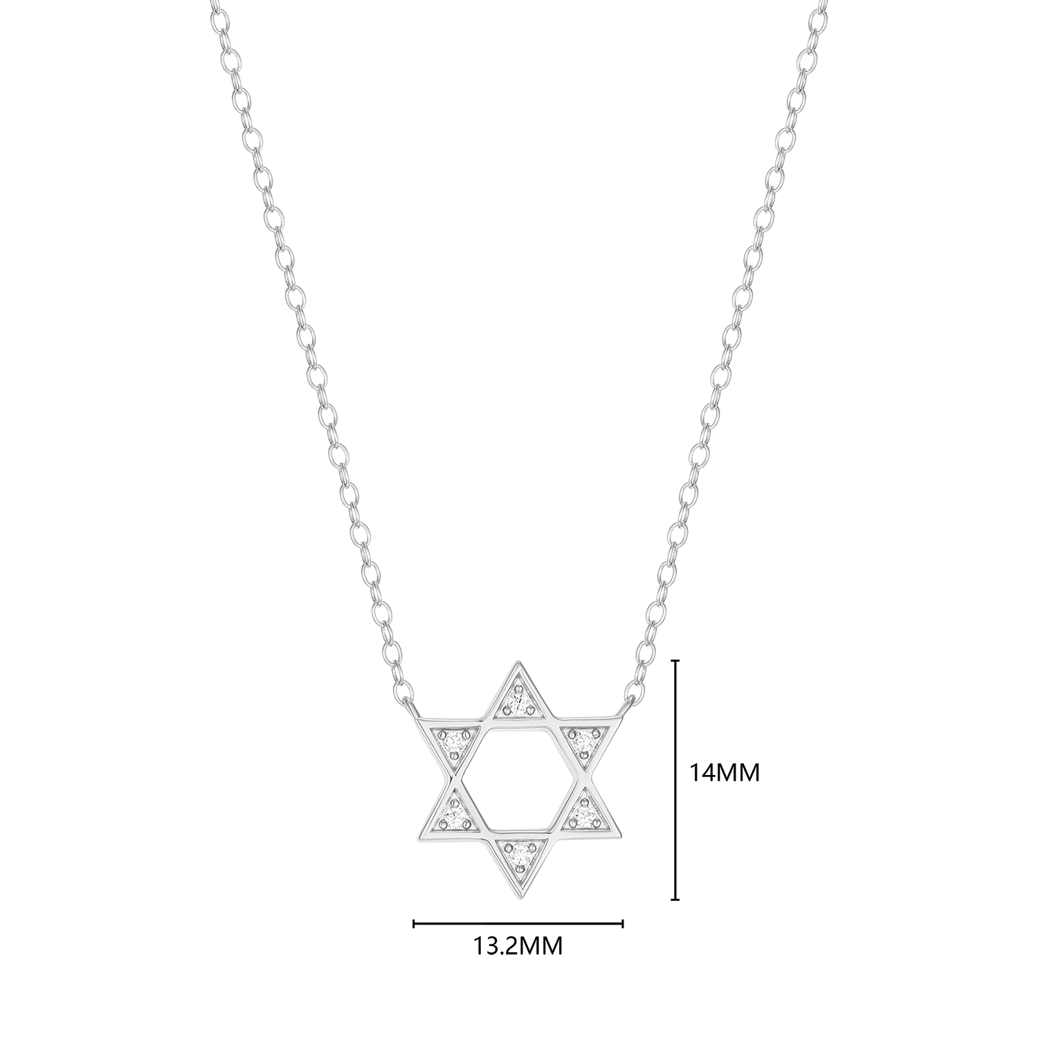 Star of David Lab-Created Diamond Necklace in Rhodium-Plated Sterling Silver | M by Monte Luna