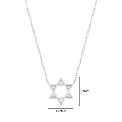 Star of David Lab-Created Diamond Necklace in Rhodium-Plated Sterling Silver | M by Monte Luna