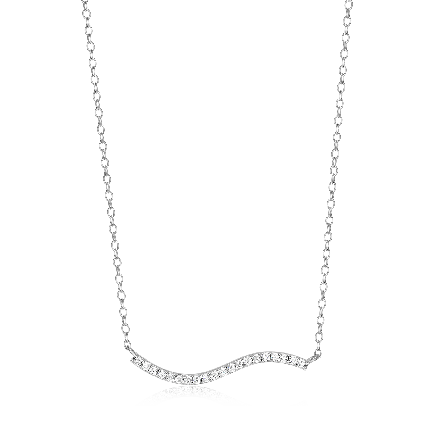 Wavy Bar Lab-Created Diamond Necklace in Rhodium-Plated Sterling Silver | M by Monte Luna