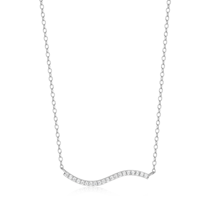 Wavy Bar Lab-Created Diamond Necklace in Rhodium-Plated Sterling Silver | M by Monte Luna