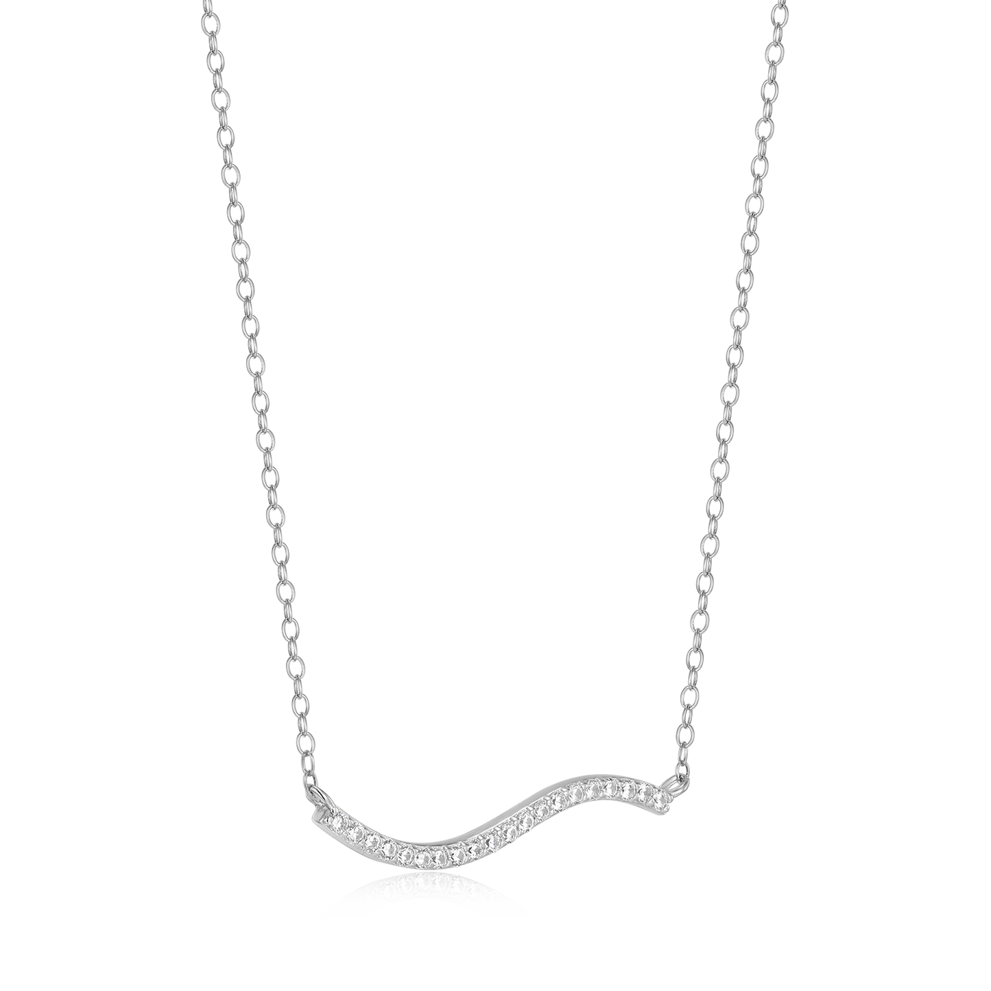 Wavy Bar Lab-Created Diamond Necklace in Rhodium-Plated Sterling Silver | M by Monte Luna