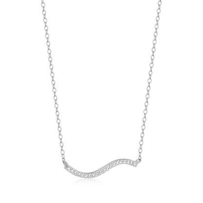 Wavy Bar Lab-Created Diamond Necklace in Rhodium-Plated Sterling Silver | M by Monte Luna
