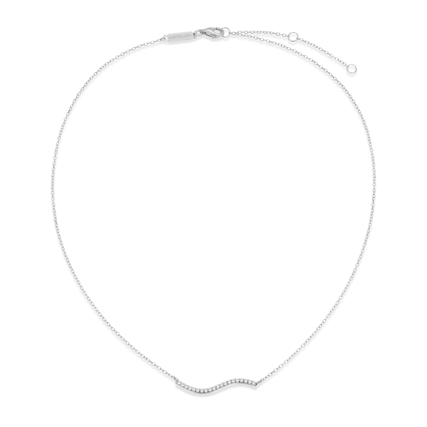 Wavy Bar Lab-Created Diamond Necklace in Rhodium-Plated Sterling Silver | M by Monte Luna